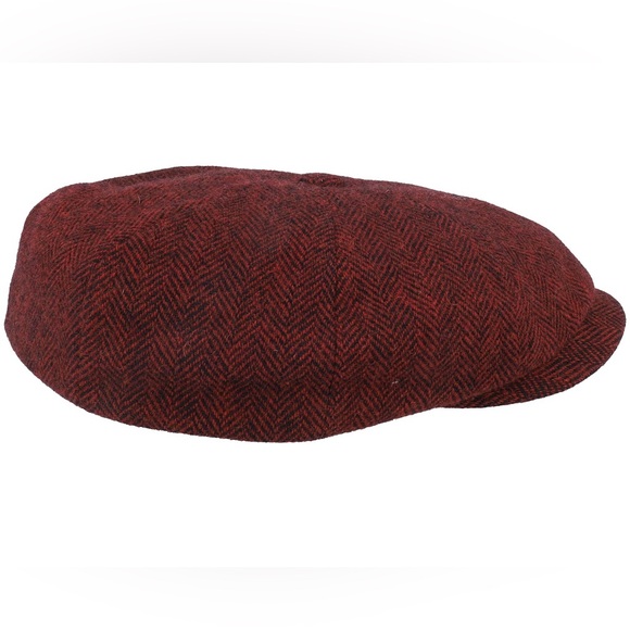 Stetson Hatteras Wool Herringbone Burgundy Flat Cap R168-15 - Picture 4 of 6